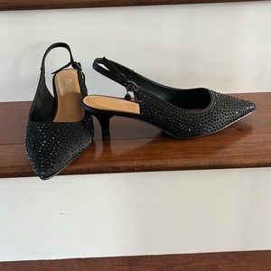 J.Renee Sequined Black Slingback Shoes